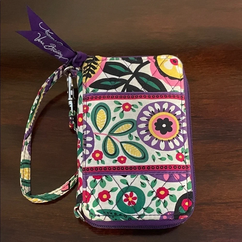 Vera Bradley Floral Wristlet with Purple Accents
